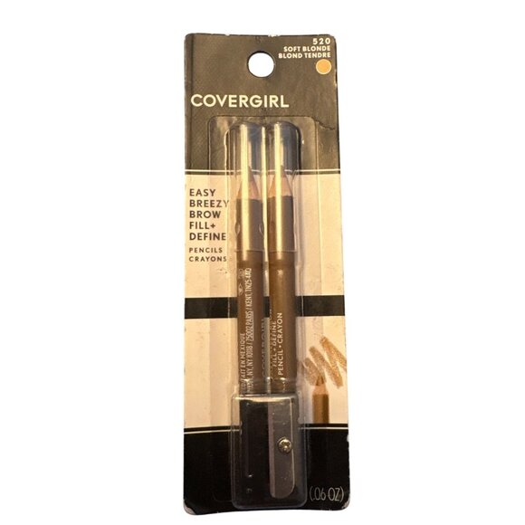 Covergirl Easy Breezy Brow Pencil 520 Soft Blonde Fill+Define Set With Sharpener - Picture 1 of 4